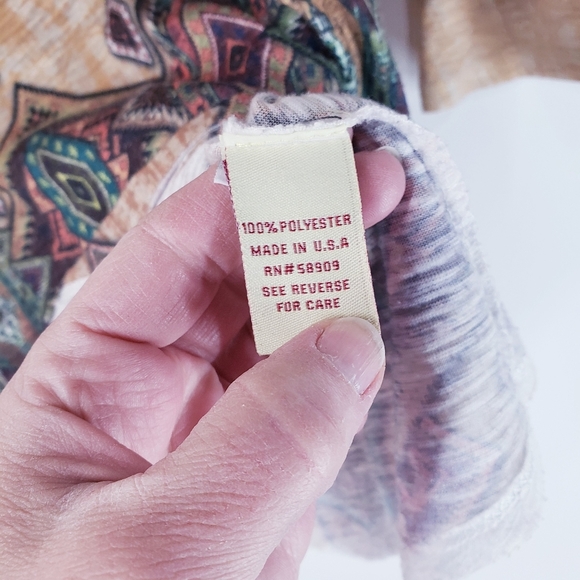 Reba Bohemian Geometric Print Top - Multicolor, Size 2X* - Picture 2 of 5